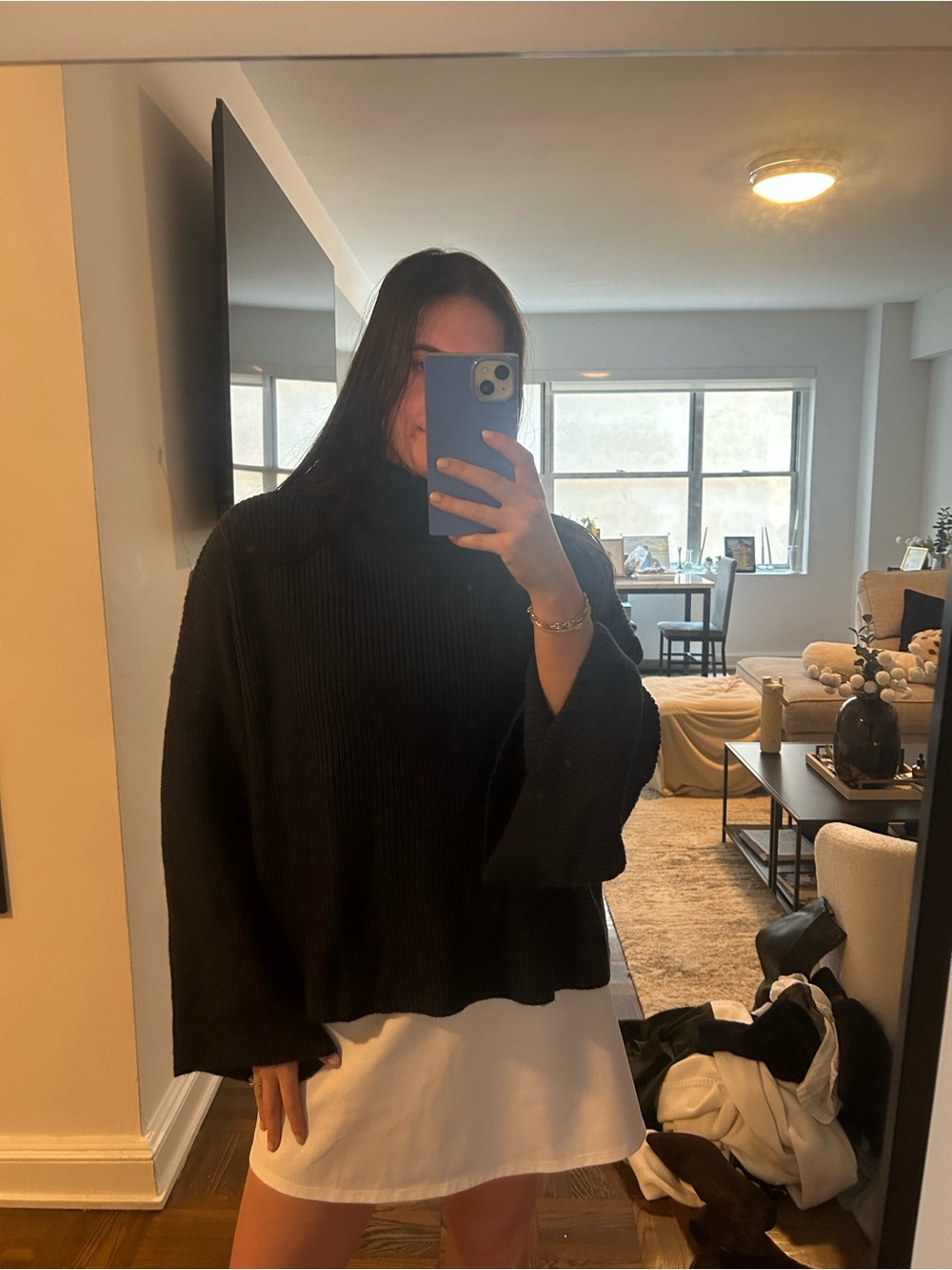 Black Ribbed Turtleneck Sweater - Women